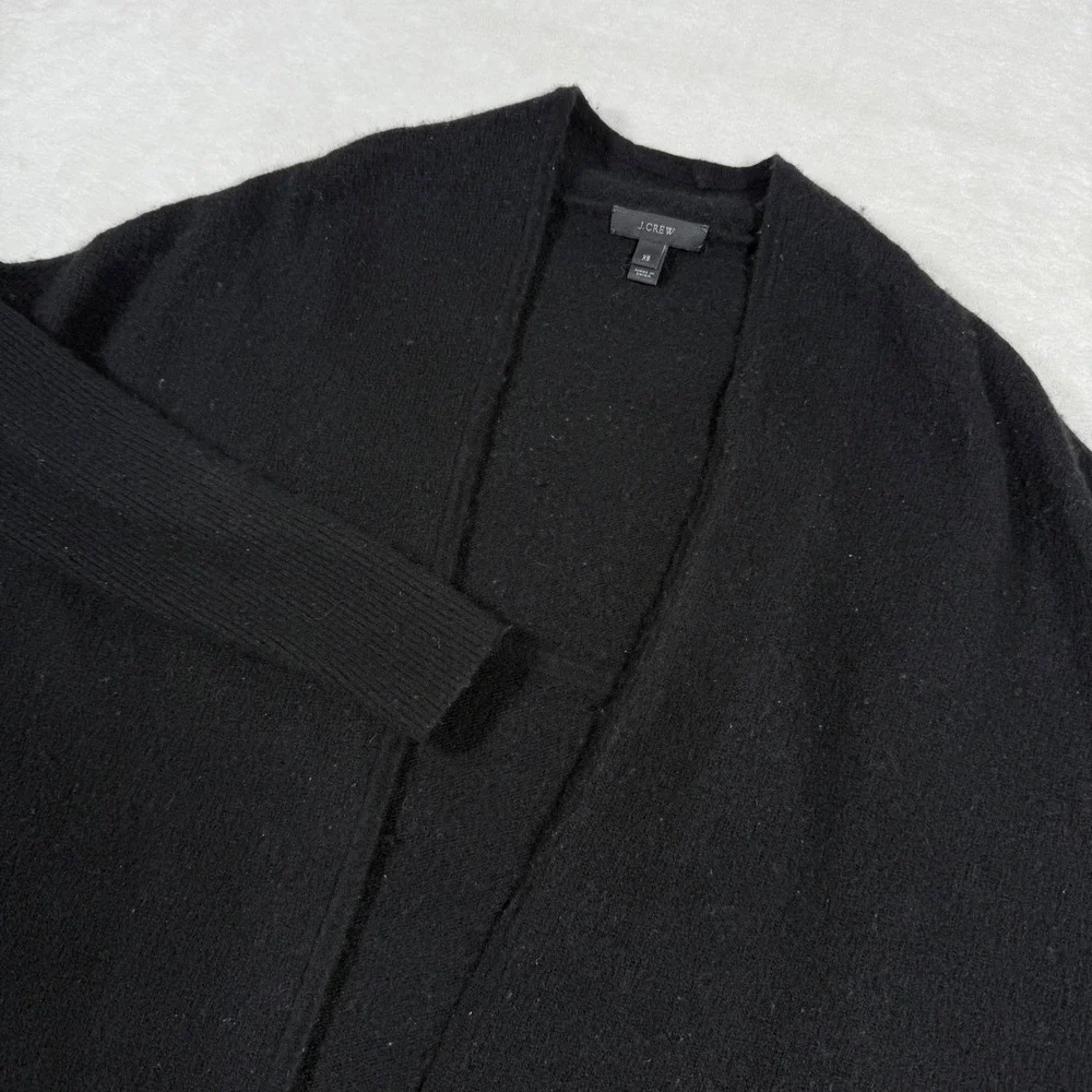 J.Crew Black Knit Cardigan Sweater Open Front Long‎ Sleeve Womens XS
